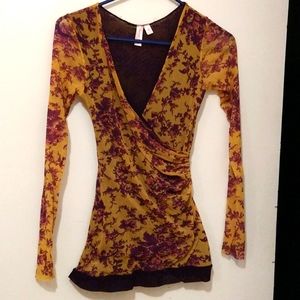 Sheer Surplice long sleeve top